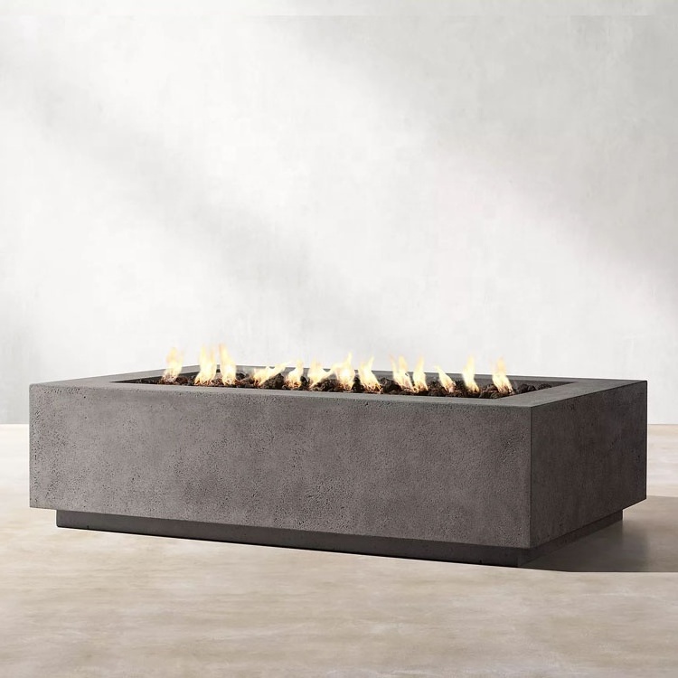 Garden furniture customize backyard fire pit rectangle concrete natural gas fire table