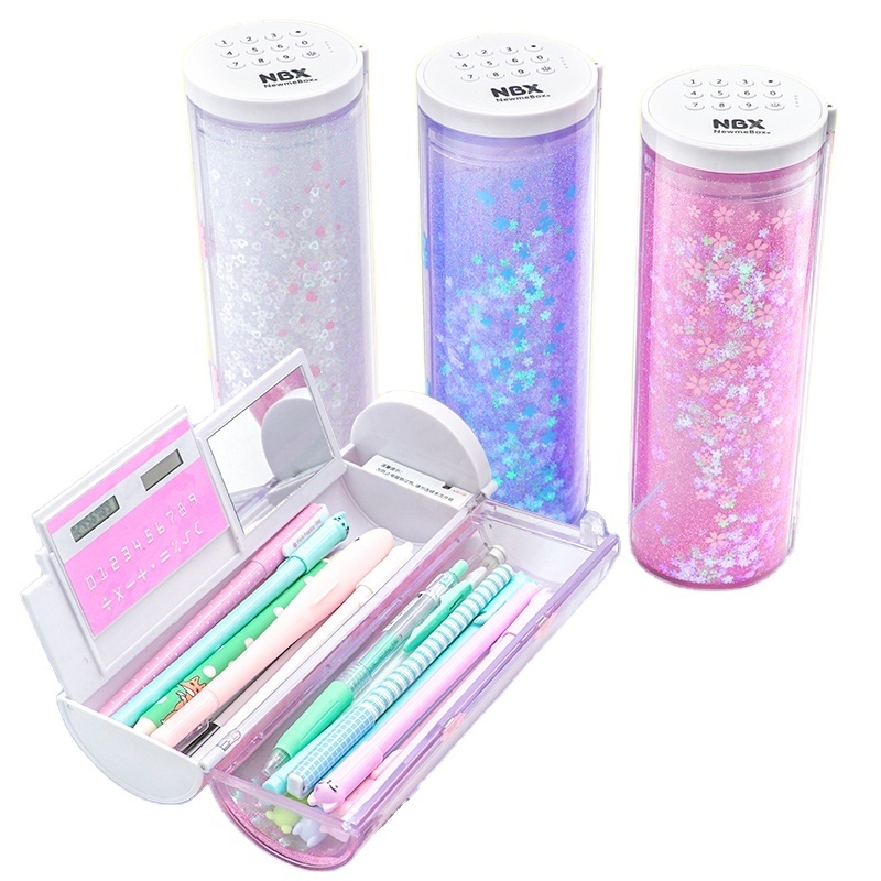 Cheap Whiteboard Cylinder Passcode Solar Calculator Pencil Case For Girl