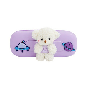 Small And Portable Lovely Images Large Capacity Kawaii Silicone  With 3D-Design Cute Cartoon Bear Plastic Pencil Case