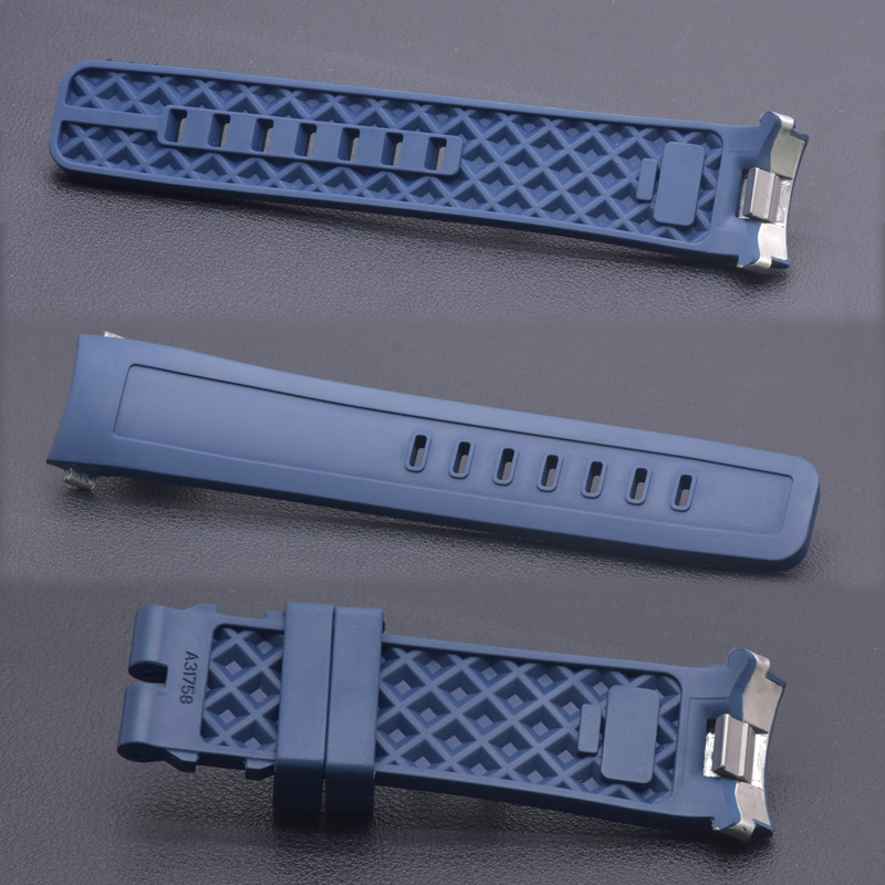 Custom Curved End Fkm Rubber Watch Strap 22mm Waterproof  Watch Band For Iwc Marine Chronometer Watch