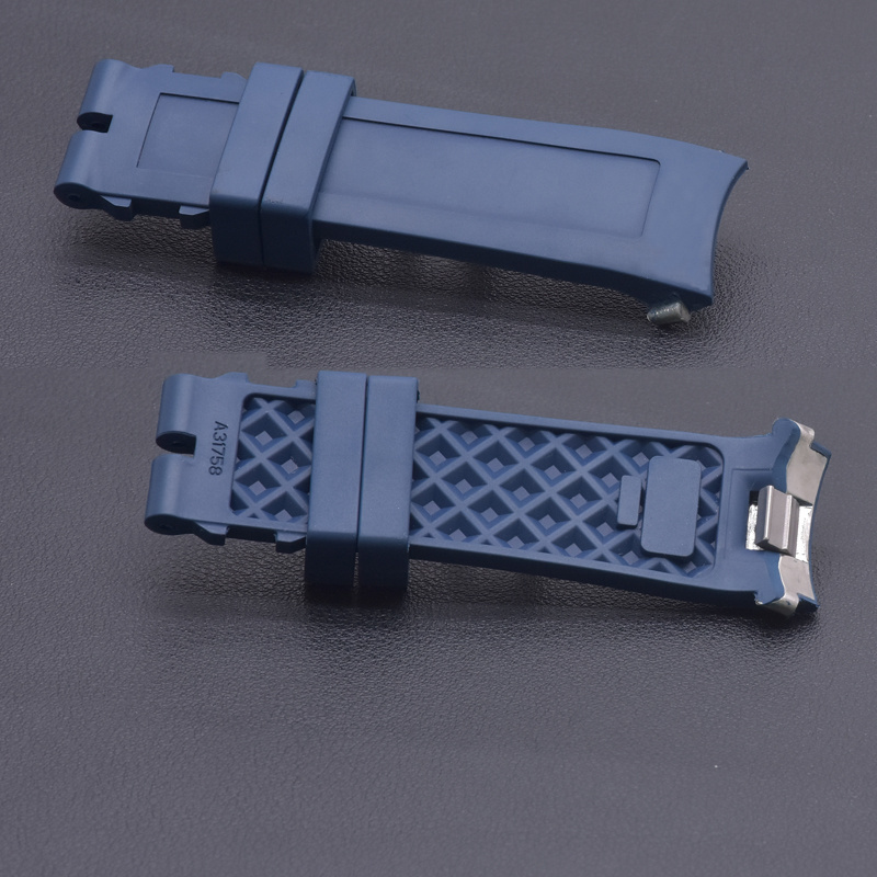 Custom Curved End Fkm Rubber Watch Strap 22mm Waterproof  Watch Band For Iwc Marine Chronometer Watch