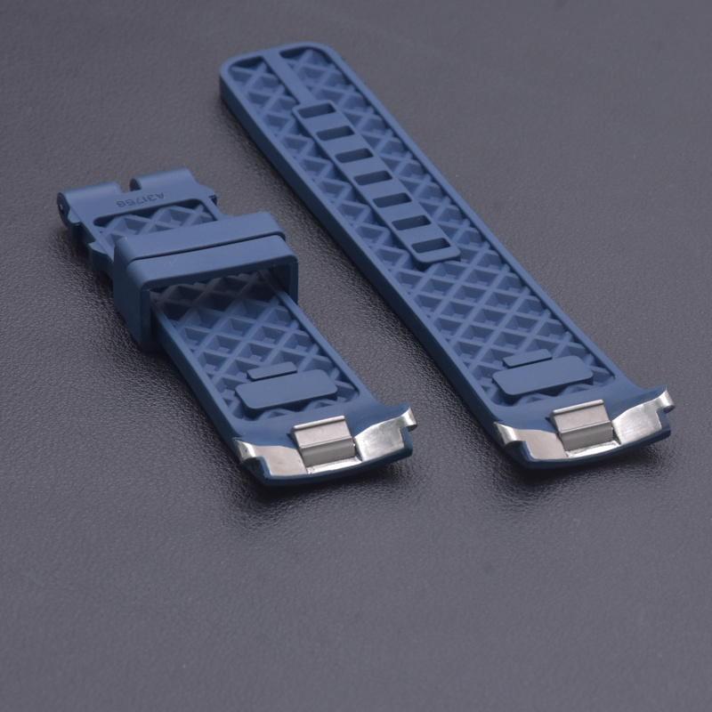 Custom Curved End Fkm Rubber Watch Strap 22mm Waterproof  Watch Band For Iwc Marine Chronometer Watch