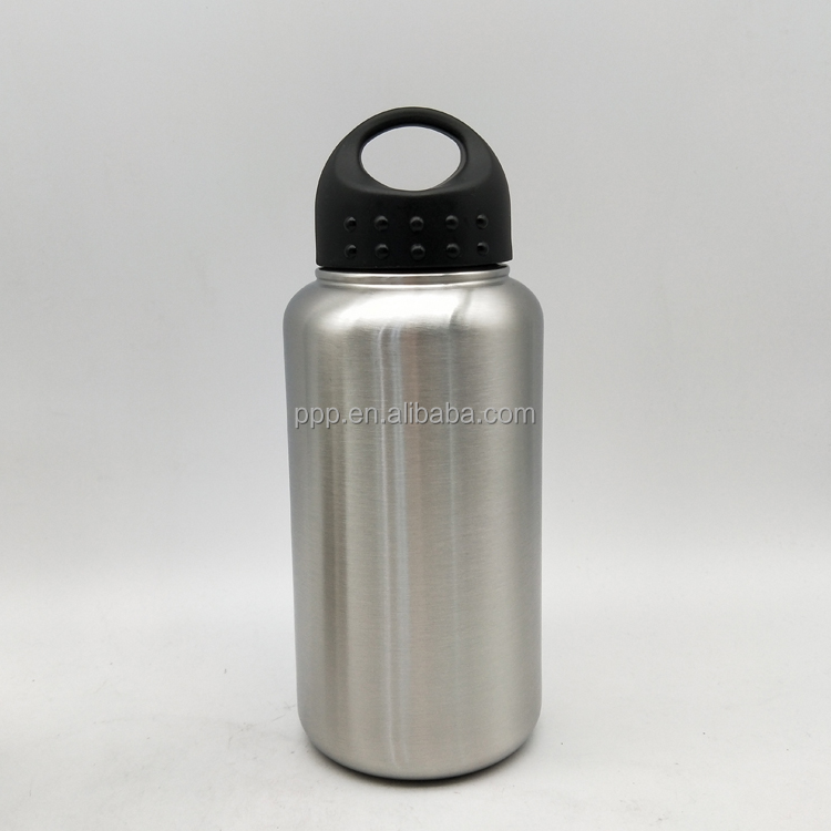 wholesale single wall stainless steel 1000ml sports water bottle with wide mouth and 700ml multifunctional cup/economic set