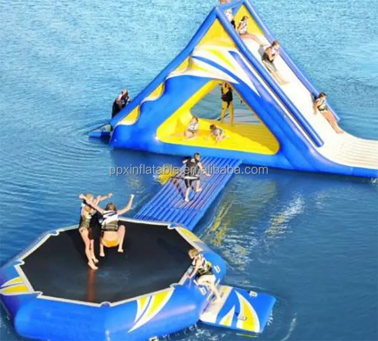 Small Mini theme seadoo water Inflatable Floating Slide and Trampoline Inflatable water park equipment play