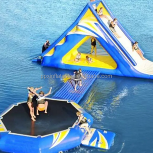 Small Mini theme seadoo water Inflatable Floating Slide and Trampoline Inflatable water park equipment play