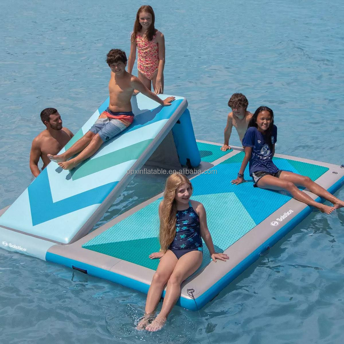 Commercial Inflatable Floating Swim platform slippers Convertible pontoon boat floating large sea dock Platform With Slide