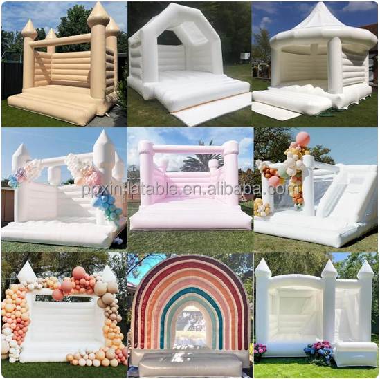 High Quality White Bouncy Castle Pink Inflatable 13ft white bounce house 8x8 Jumpers With Slides For Rent