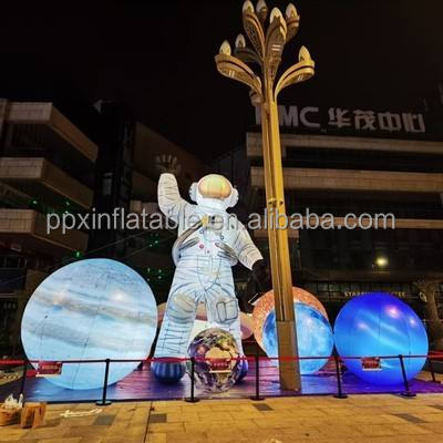 Custom Advertising Cartoon with LED light Huge Mascot characters flying spaceman space man decoration giant inflatable astronaut