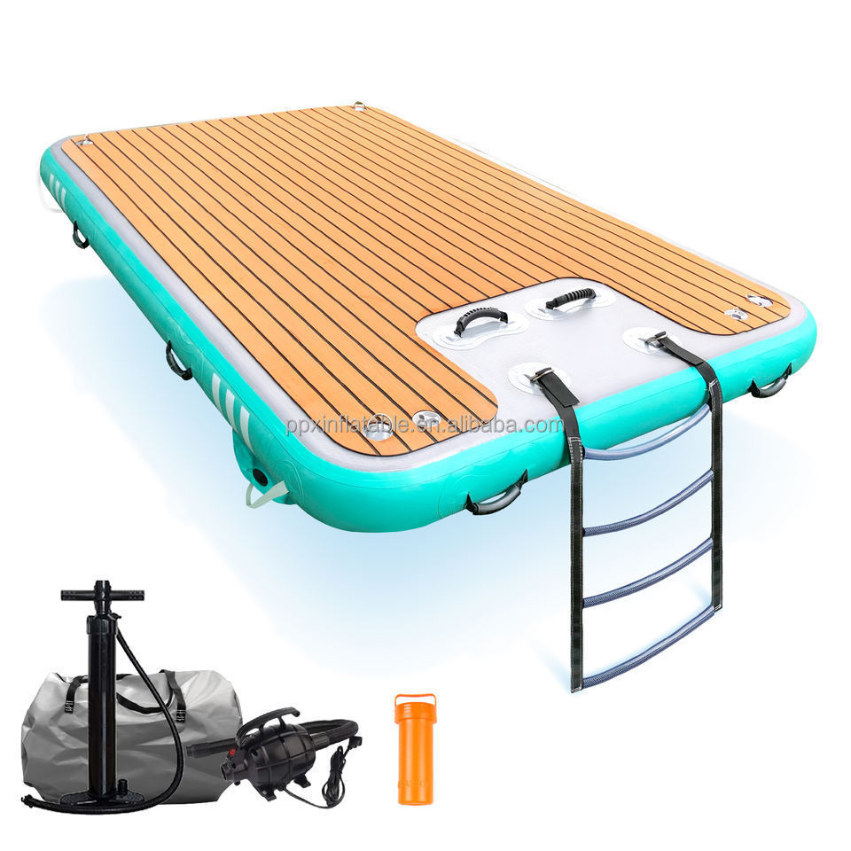 Outdoor Swim Island Floating Raft Water Jet Ski Dock Water mat Floats  Inflatable Floating dock Platform With Ladder