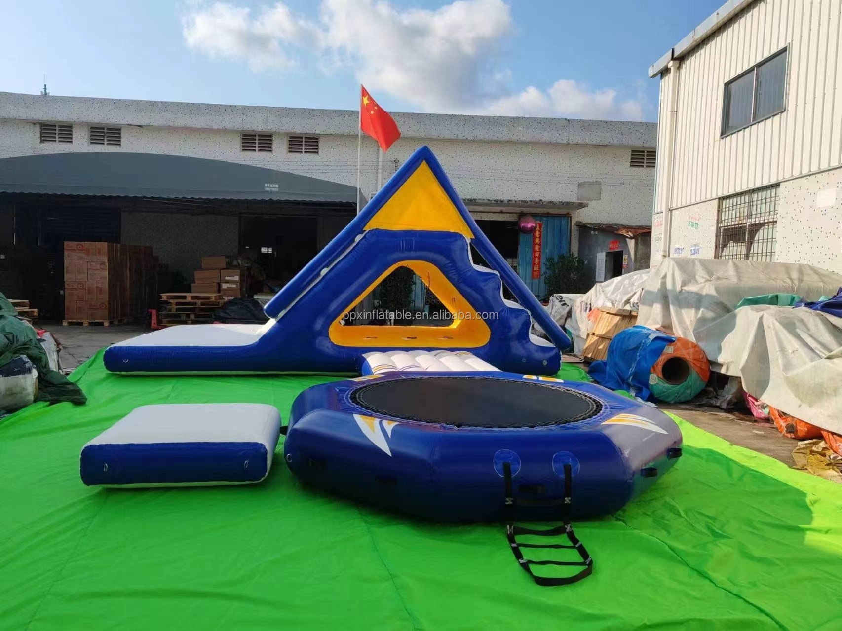 Small Mini theme seadoo water Inflatable Floating Slide and Trampoline Inflatable water park equipment play