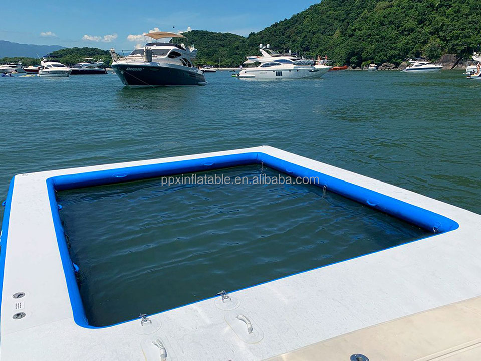 Luxury yacht Protective Anti Jellyfish water Ocean island tent sea floating inflatable boat swimming pool with net float chair