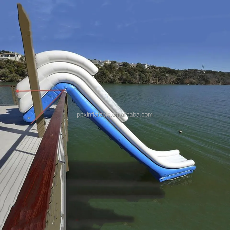 Customized water slide for yacht inflatable floating water slide for yacht factory price pontoon inflatable boat slide