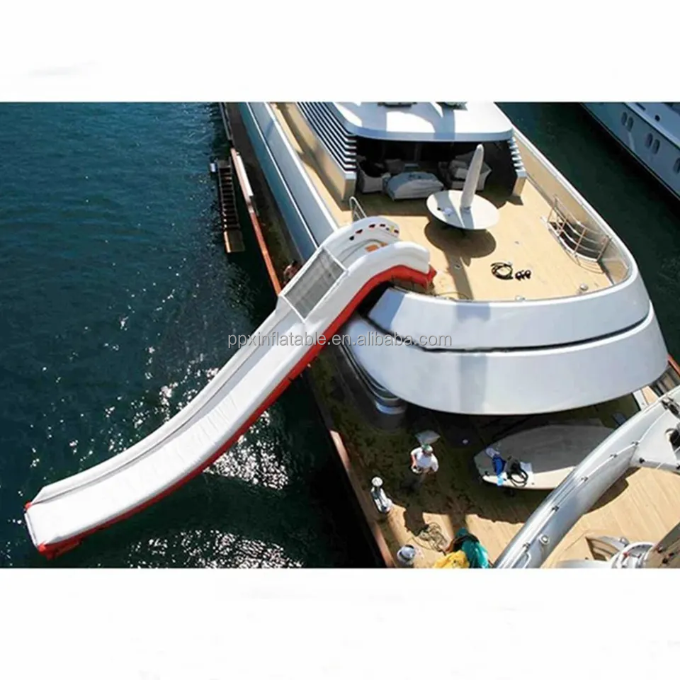 Commercial water play equipment outdoor floating inflatable dock slide water for boat inflatable yacht slides with climb