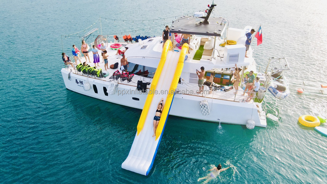 Customized water slide for yacht inflatable floating water slide for yacht factory price pontoon inflatable boat slide