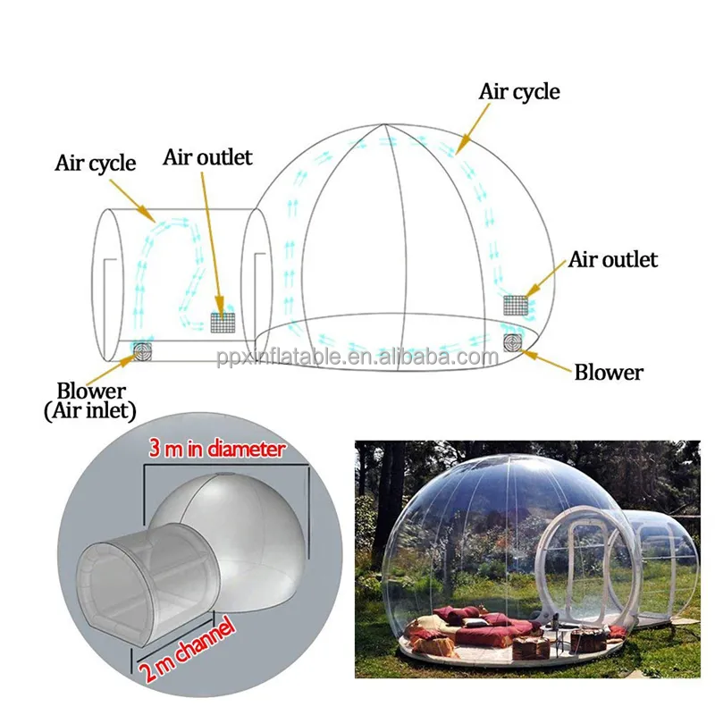 Kids wedding Party  Fun House Giant Clear Inflatable Crystal Igloo Dome Transparent Inflatable Bubble tent Balloons House