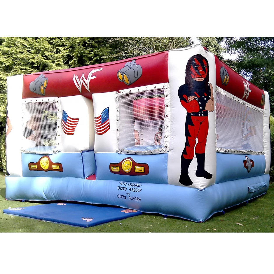 Customized size  inflatable structure boxing bounce castle mat with a roof for adults and kids wrestling ring