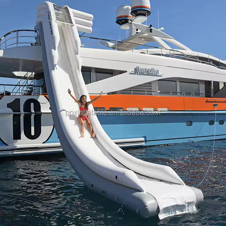 Customized water slide for yacht inflatable floating water slide for yacht factory price pontoon inflatable boat slide