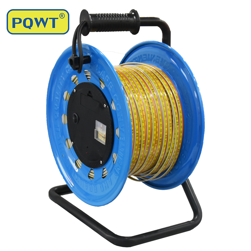 PQWT 100m Underground Borehole Measuring Tape ABS Dip Meter 14mm Probe Water Level Meter