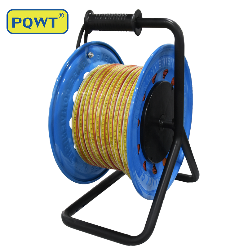 PQWT 100m Underground Borehole Measuring Tape ABS Dip Meter 14mm Probe Water Level Meter