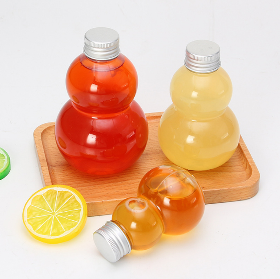 Wholesale gourd transparent color plastic beverage bottle disposable thickened juice bottle mineral water bottle