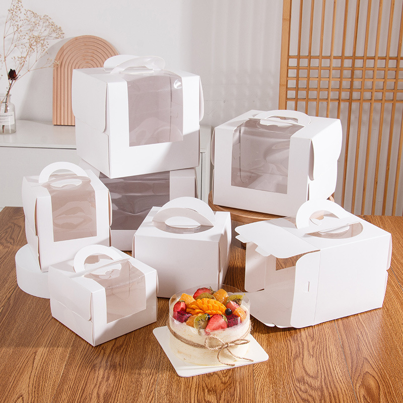 high quality Cake box with transparent window square birthday cake packaging box