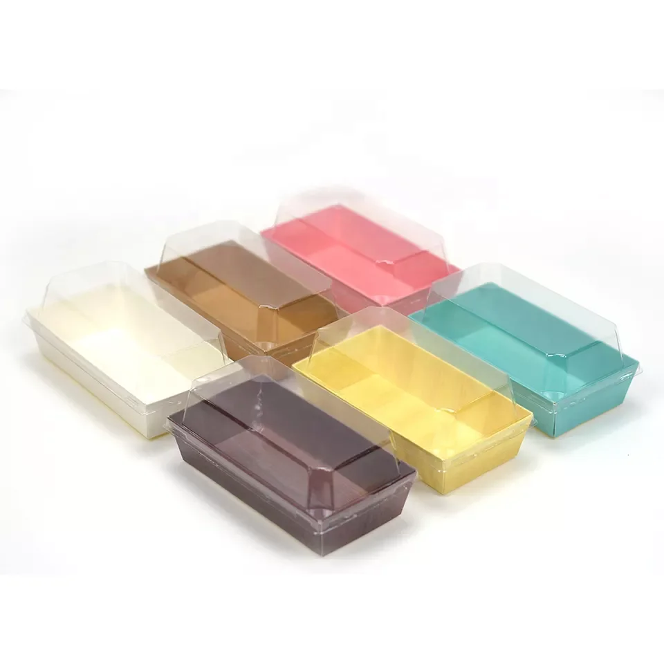 Custom Bakery Dessert Cookie Pastry Paper Packaging Transparent Cake Box with Clear PVC