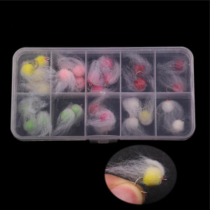 36pcs/box Mix Color Milking Egg Fly Combo Set Trout Fly Fishing Nude Egg Flies Glow Bug Size 12