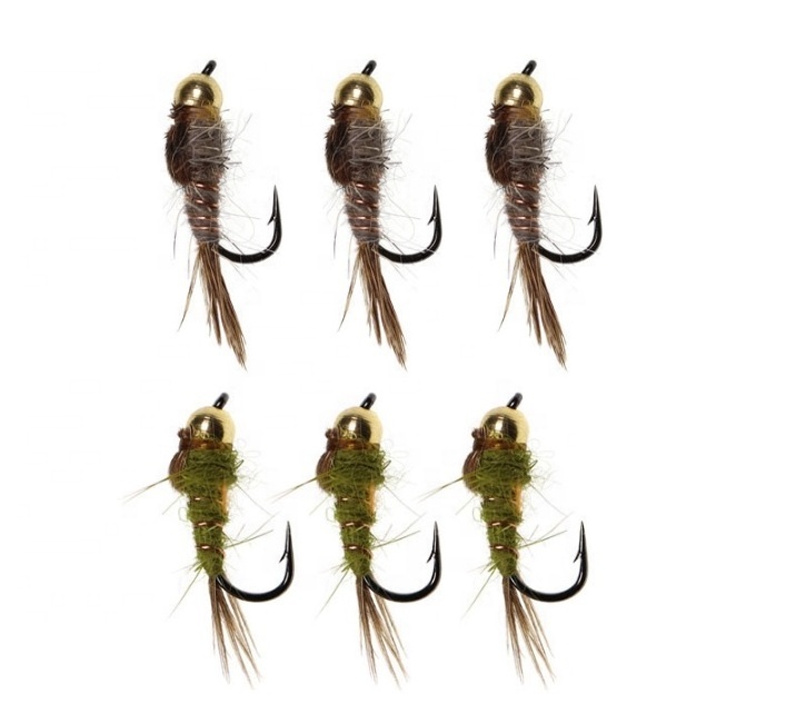 Brass Bead Head Hares Ear Nymph Trout Fly Tying Hook Fishing Flies Fly Fishing Lure Baits