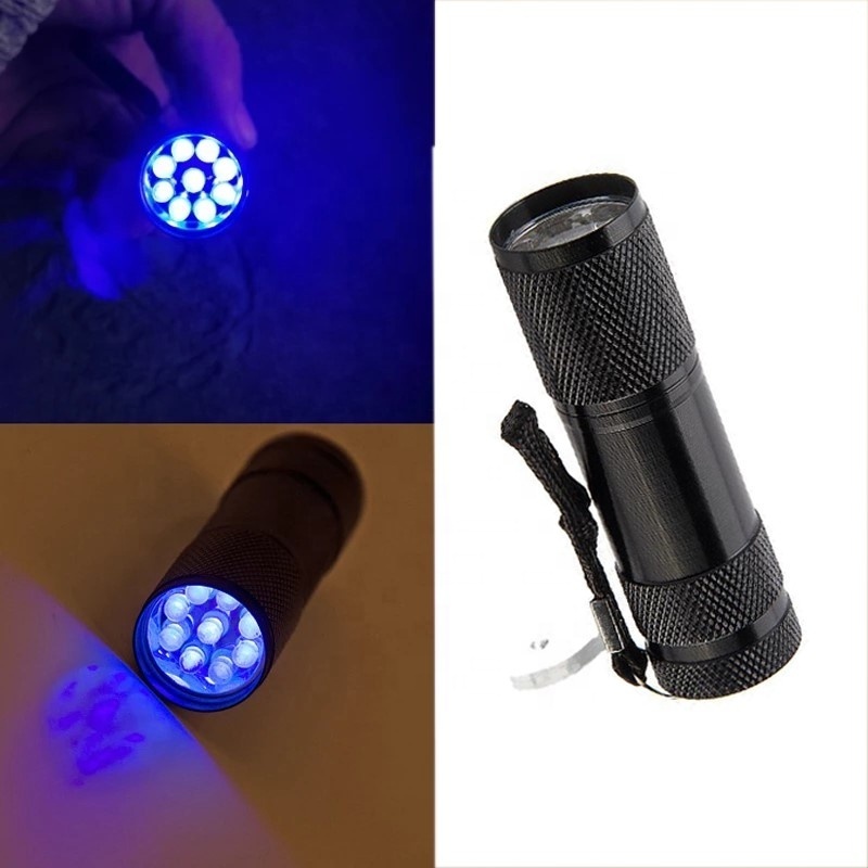 9 LEDs UV Flashlight Universal UV Glue Cure Light Torch Fishing Nymph Buzzer Head Fly Curing Tools