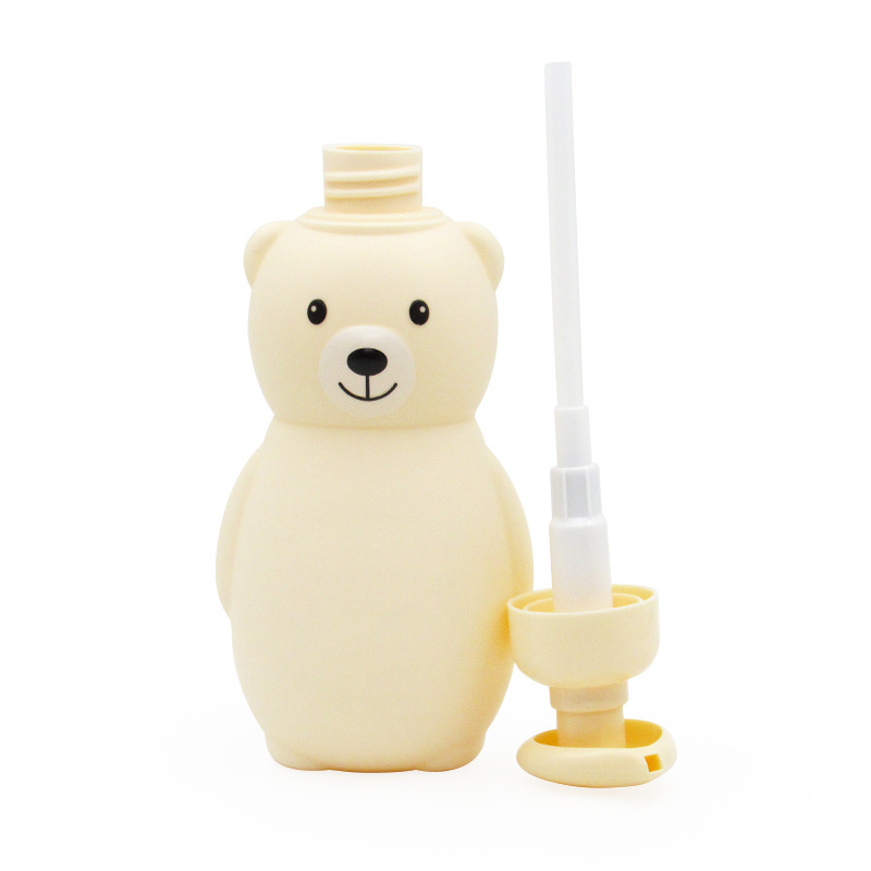 Accept custom 300ml 500ml cartoon Bear shaped PE plastic children's hair shampoo/body wash bottle with lotion pump,50g cream jar