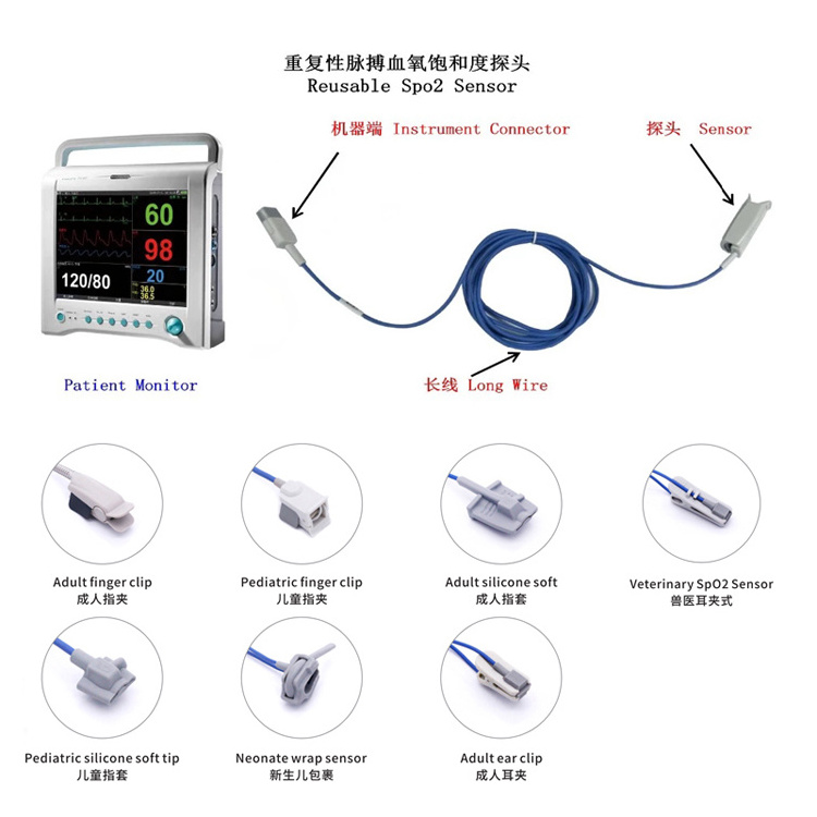 DS-100-N0/M1196T Spo2 Sensor Compatible with Nellcor,0.9m/3m