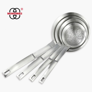 MINGWEI Kitchen Strainer Long Handle Colander Spoon Set Hot Pot Sieve 304 Stainless Steel Colander