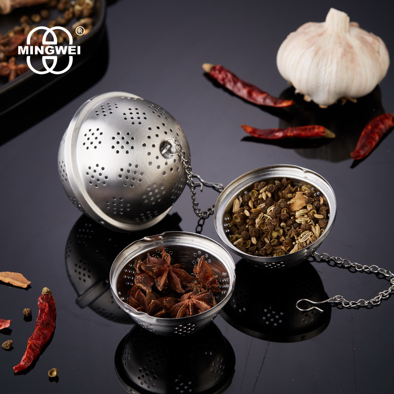 MINGWEI Steel Round Loose Leaf Herbal Tea Ball Infuser Strainer Set For Loose Tea Fine Mesh Tea Steeper With Lid