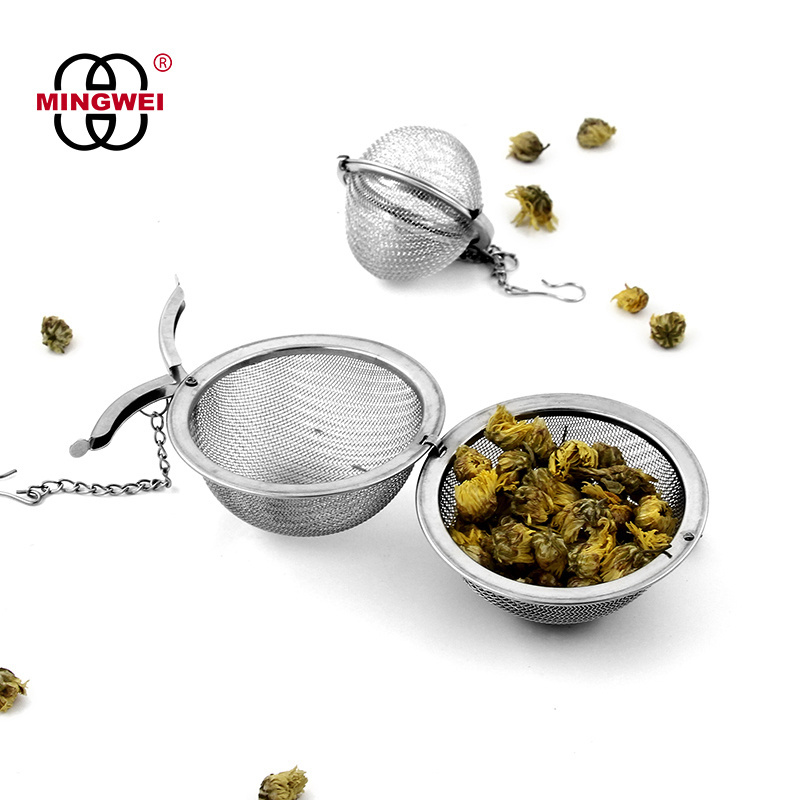 MINGWEI Tea Leaf Infuser Strainer 2023 Customized Stainless Steel Mesh Twist Coffee Tea Ball Infuser Set