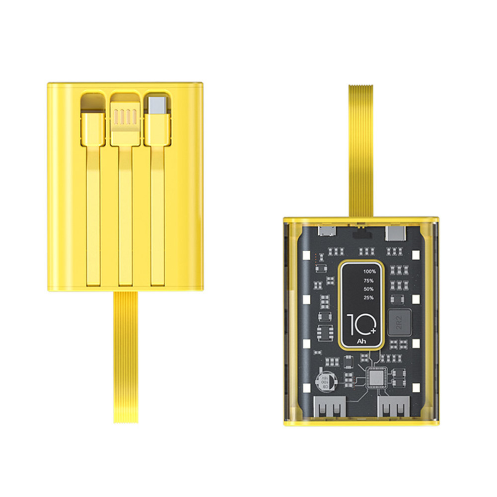 Transparent power bank 10000mah fast charging powerbanks 20000mah with built-in cable type C output power banks