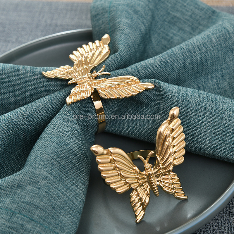 Wholesale Custom Gold Metal Butterfly Napkin Ring For Table Decoration