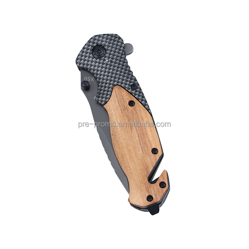 Custom x50 wholesale titanium carbon fiber oliver wood wooden pocket outdoor kitchen knife