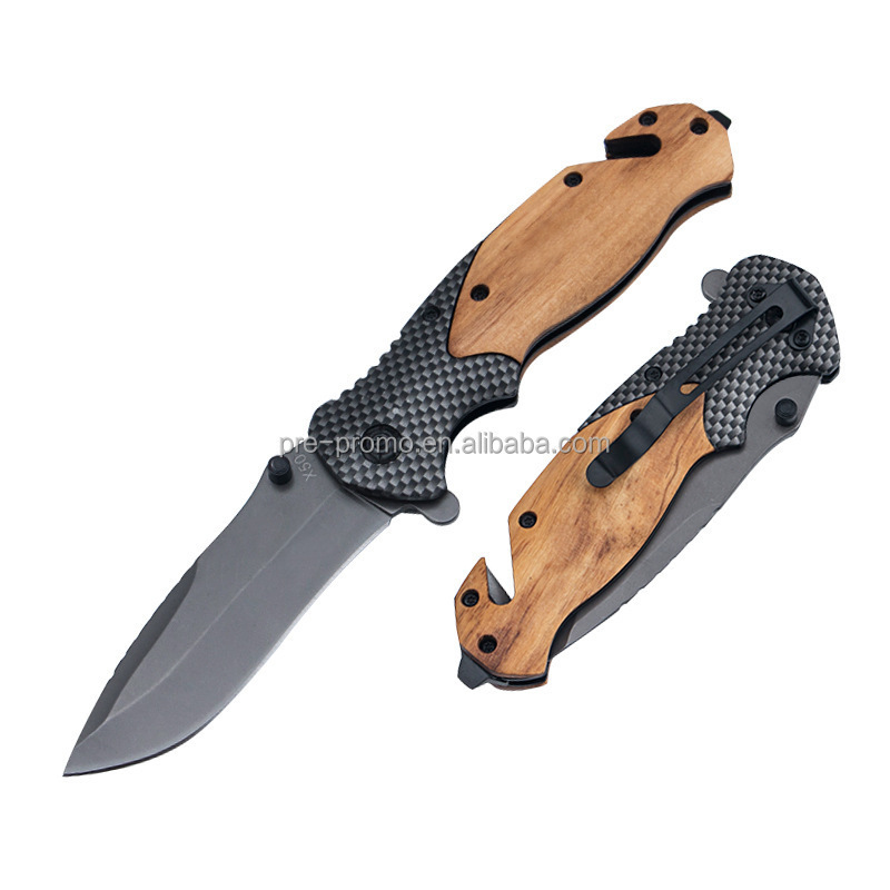 Custom x50 wholesale titanium carbon fiber oliver wood wooden pocket outdoor kitchen knife