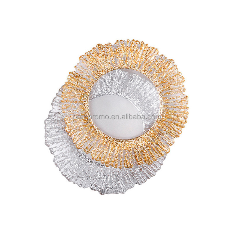 Wholesale wedding table clear silver gold glass charger plate