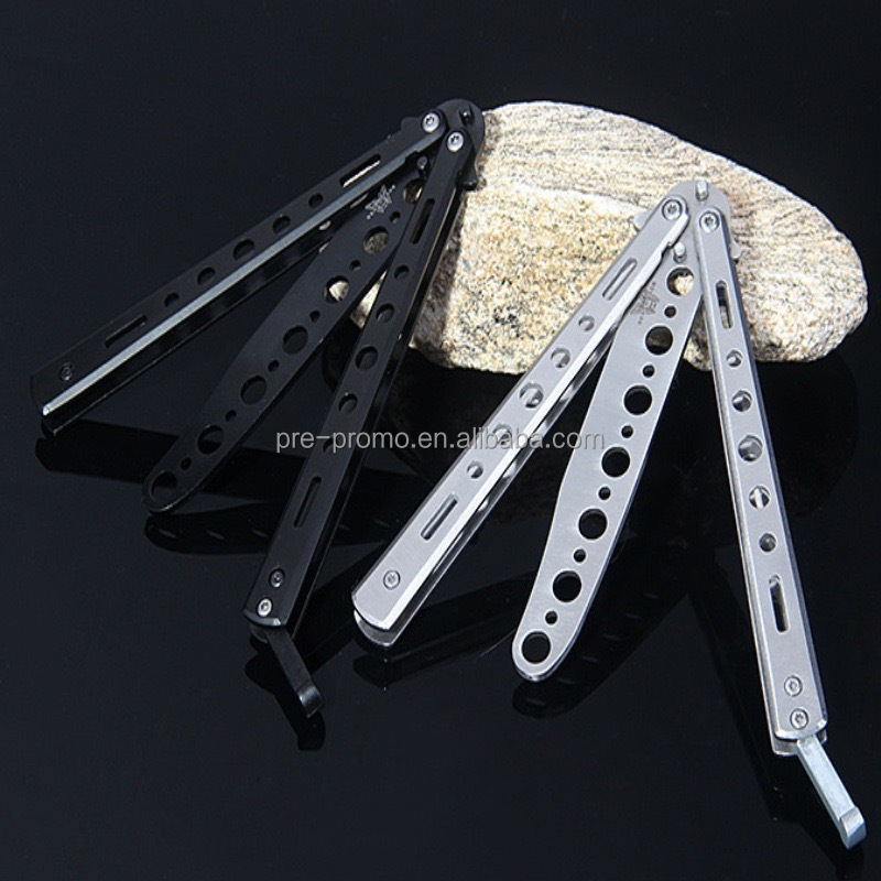 Wholesale Stock Outdoor Utility Knife for Beginners Stainless Steel Pocket Butterfly Training Unsharpened for Practice