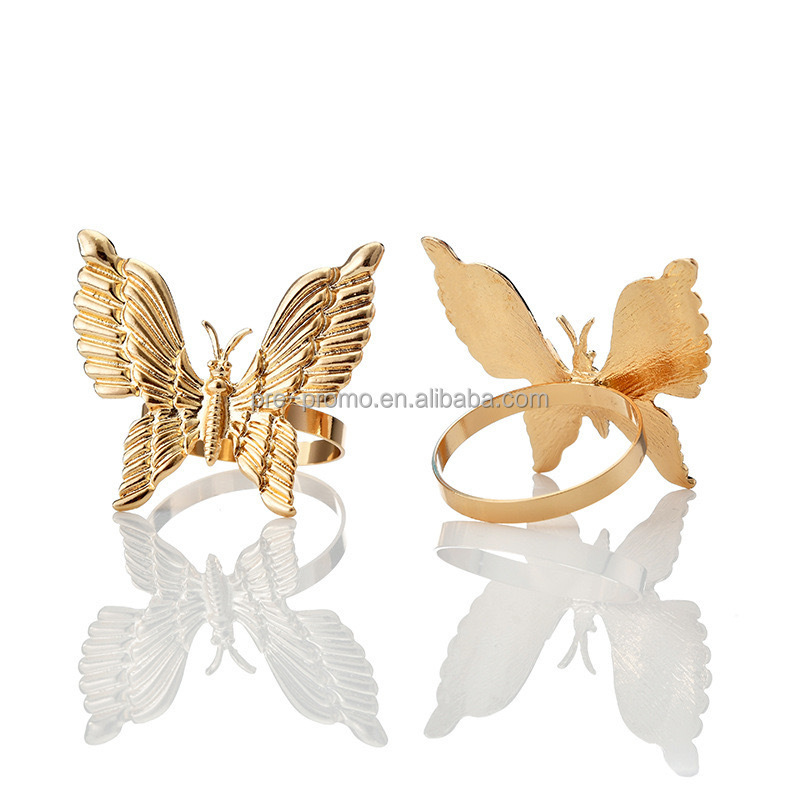 Wholesale Custom Gold Metal Butterfly Napkin Ring For Table Decoration