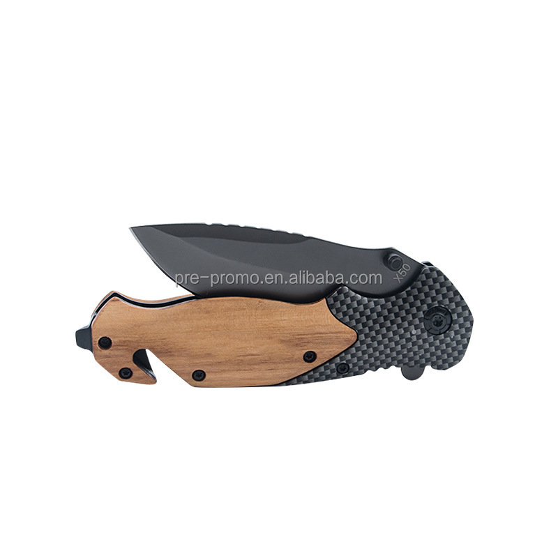 Custom x50 wholesale titanium carbon fiber oliver wood wooden pocket outdoor kitchen knife