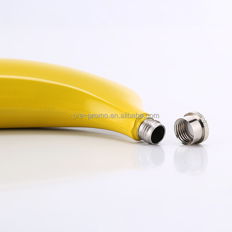 Custom wholesale stainless steel 304# banana hip flask, 5oz banana whisky hip flask