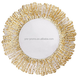 Wholesale wedding table clear silver gold glass charger plate