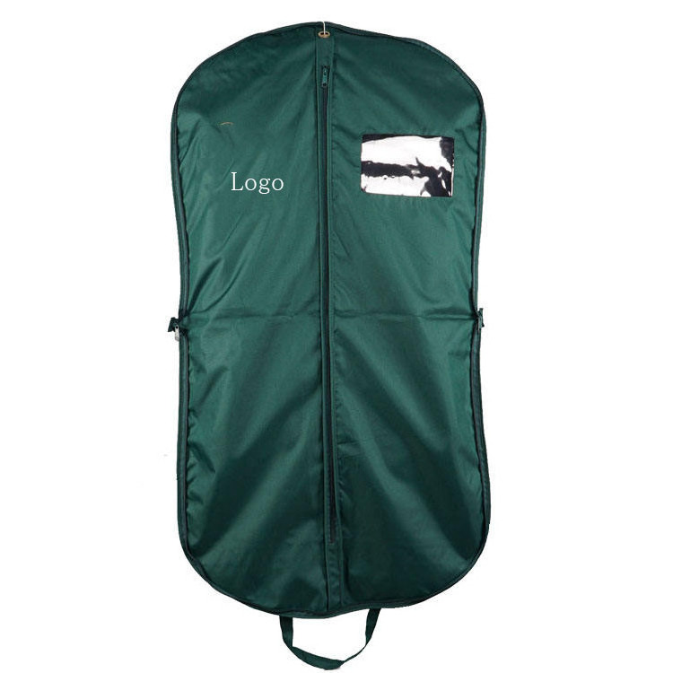 Custom Logo print Green Coat Eco Friendly Zipper Breathable Non Woven Foldable Suit Bag Garment Dust Covers garment bag