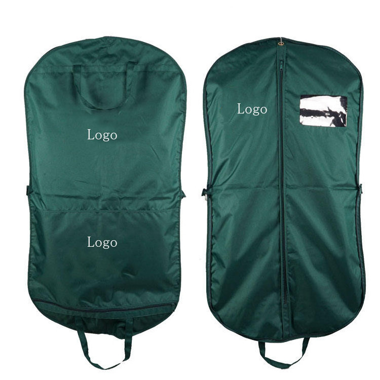 Custom Logo print Green Coat Eco Friendly Zipper Breathable Non Woven Foldable Suit Bag Garment Dust Covers garment bag