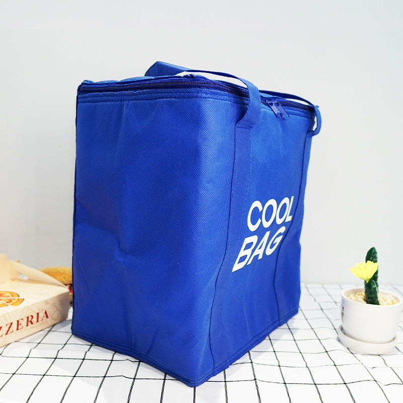 Custom Printing Blue Color Non Woven Cooler Bag Insulated