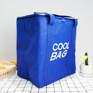 Custom Printing Blue Color Non Woven Cooler Bag Insulated