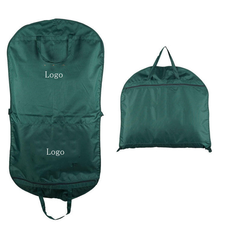 Custom Logo print Green Coat Eco Friendly Zipper Breathable Non Woven Foldable Suit Bag Garment Dust Covers garment bag