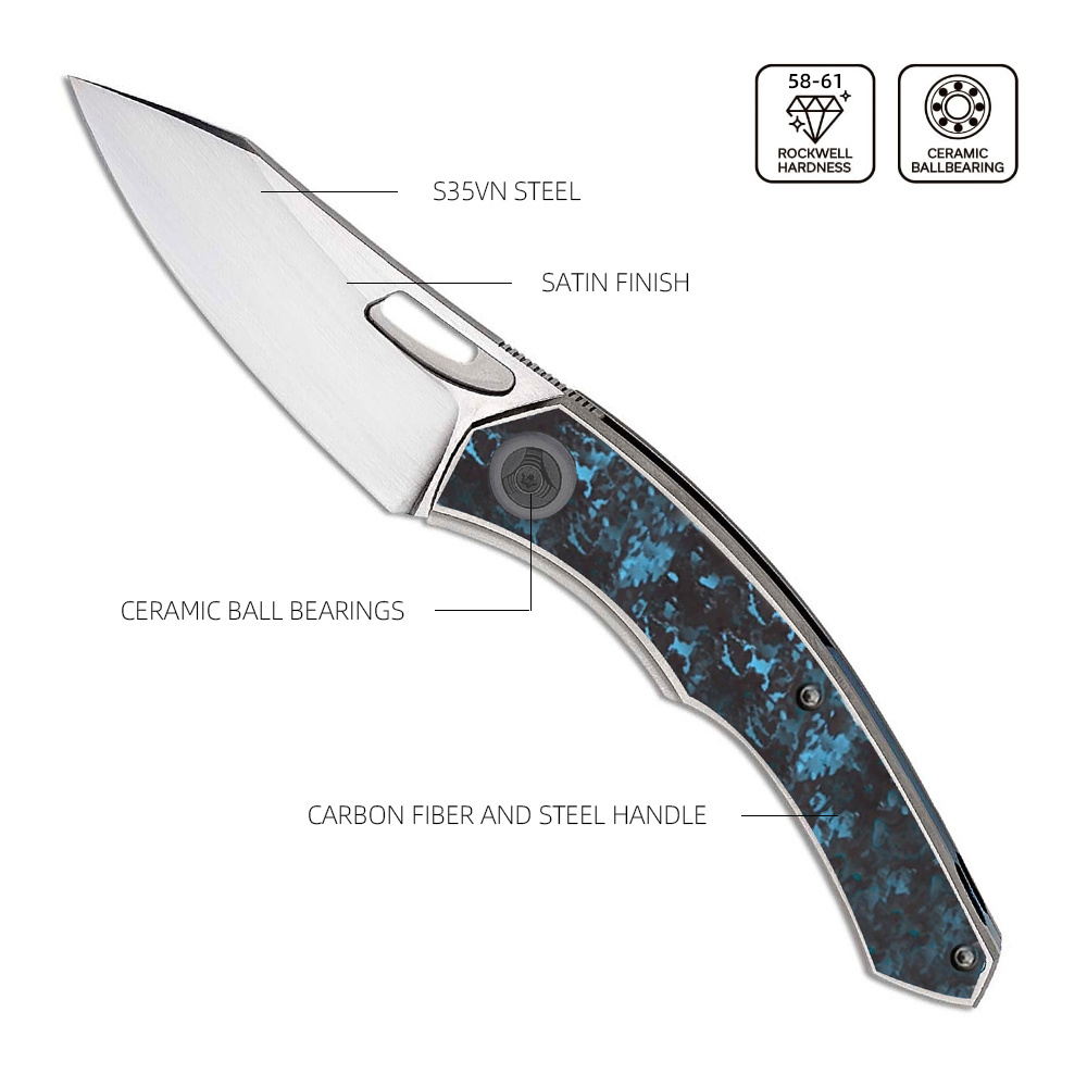 2024 High End Carbon Fiber Handle Pocket Knife Ceramic Ball Bearing S35VN Steel Tactical EDC Folding Knife